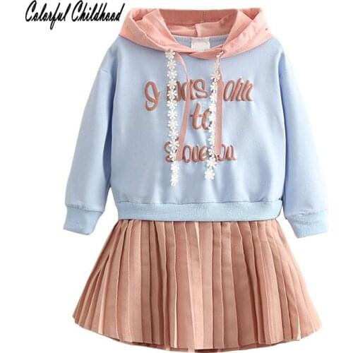 Baby Kids Autumn Winter Dress For Girls Hoodied Long Sleeve Patchwork Toddler Girl One-piece Pleated Dress Anniversaire Enfant