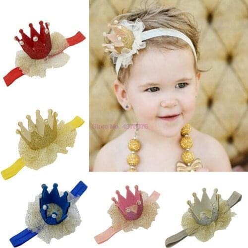 DHL 1000pcs Newborn Baby Girl Headband Flower Crown Soft Elastic Princess Hair Band Birthdays Party Girl Baby Accessories
