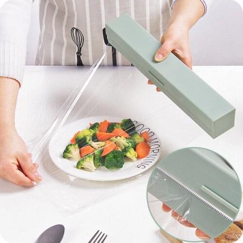 Plastic Wrap Dispenser Kitchen Cling Food Wrap Cutter Dispenser Preservative Film Cutter Home Storage Holder Kitchen Accessories