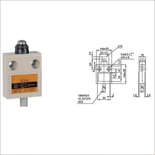 Switch travel limit switch 15A Electrical Safety Key Interlock switch Compact Prewired switch CZ-3111