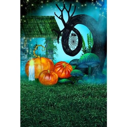 Photography Backdrops Pumpkins Under Tree Halloween Photophone Portrait Backdrop Photography Backdrop for Photo Studio Vinyl 3D
