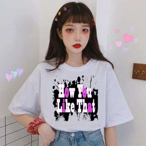 Harajuku y2k tops футболки kpop women tshirts black how you like that pink female t shirt Korean aesthetic oversized clothes tee