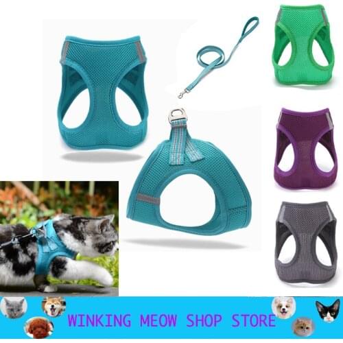 Webbing Reflect Dog Vest Harnesses Leash Type Walking For Small Medium No Pull Cat Accessories Set Reflector Belt Pet Supply