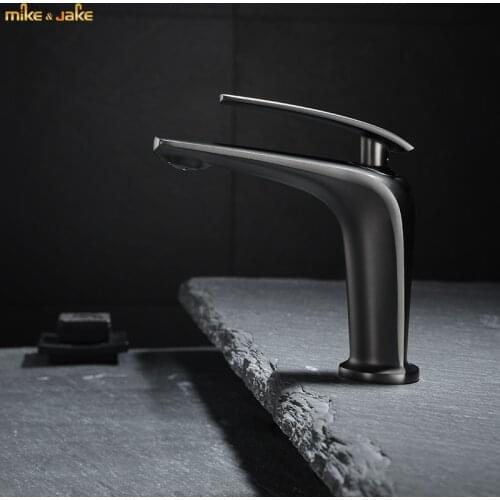 Matte gunmetal brass basin faucet bathroom hot and cold tap single handle gray faucet basin sink crane bathroom metal tap