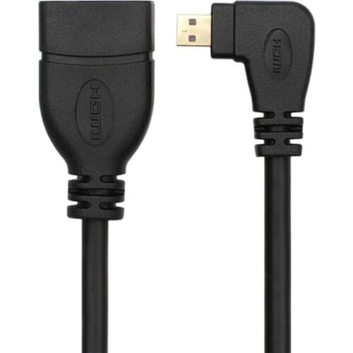 Micro HDMI to HDMI Cable Male To Female Adapter 1080P 90 Degree Right Angle Convertors For Notebook HDTV Projector 0.15M Black