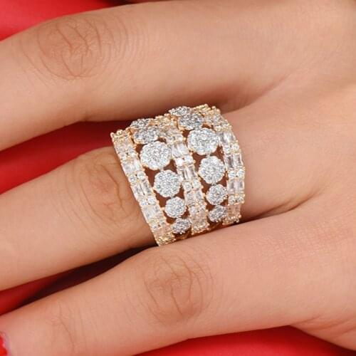 Blachette Trendy Luxury Wide Big Noble Rings for Women Bridal Wedding Party Engagement Daily Gift Gorgeous Jewelry Accessories