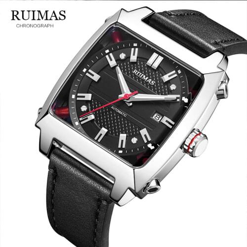 RUIMAS Men Watch Mechanical Luxury Fashion Brand Leather Man Steampunk Sport Watches Mens Automatic Watch Relogio Masculino 6763