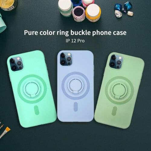 Soft Liquid Silicone Case For iPhone 12 Pro Max Mini Stand Ring Holder Cover