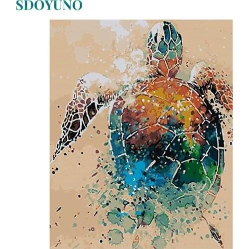SDOYUNO 60x75cm Oil Painting By Numbers Animals DIY Paint By Numbers On Canvas Sea turtle Frameless Home Decor Hand Painting