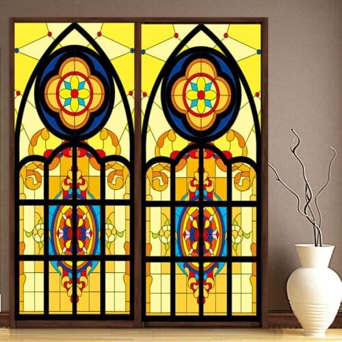 Custom size electrostatic frosted stained glass window film church foil door stickers PVC Drop-Shipping window stickers 40x150cm