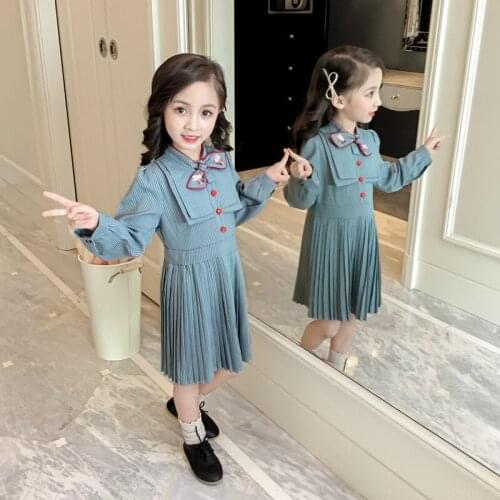 Spring/Autumn New Girls' Long-sleeved Dresses Baby Girls Retro Dresses Small and Medium-sized Childrens Western Style Dresses