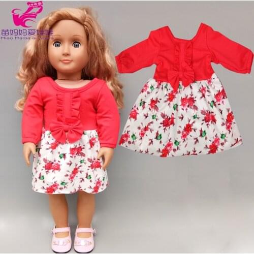 Doll clothes for 43cm born baby doll bow dress suit for 18 inch girl doll clothes set cartoon dress