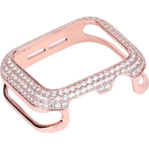 Fashion Diamond Copper Cover for Apple Watch SE Case Series 6 5 4 3 Women Metal Bumper 40mm 44mm 38mm 42mm for iWatch Shell