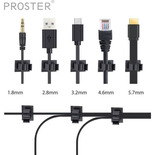 Proster 100pcs/set Management Desk Wall Cord Clamps Adhesive Car Cable Clips Cable Winder Drop Wire Tie Fixer Holder Organizer