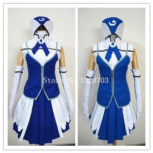 Fairy Tail Juvia Lockser Blue Dress with hat Cosplay Costume
