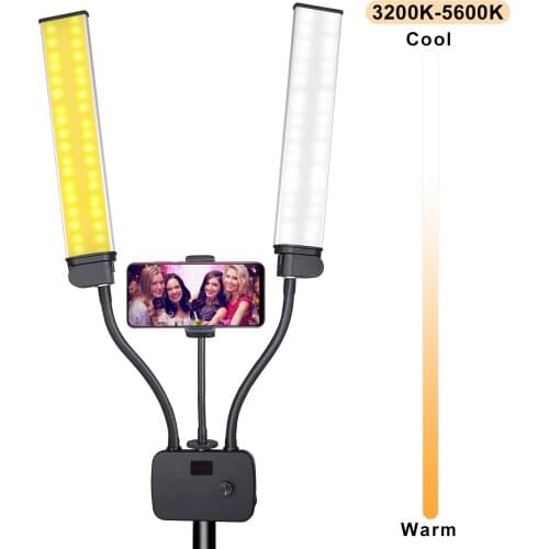 Photo Studio Led Video Light Double Arms Photographic Lighting 3200-5600K Ring Light For Youtube Video Camera Phone Photo