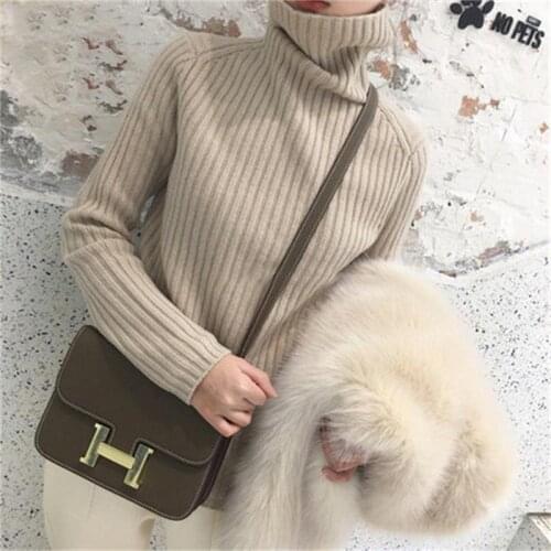 Gejas Ainyu autumn winter cashmere sweater female pullover high collar turtleneck sweater women solid color lady basic sweater