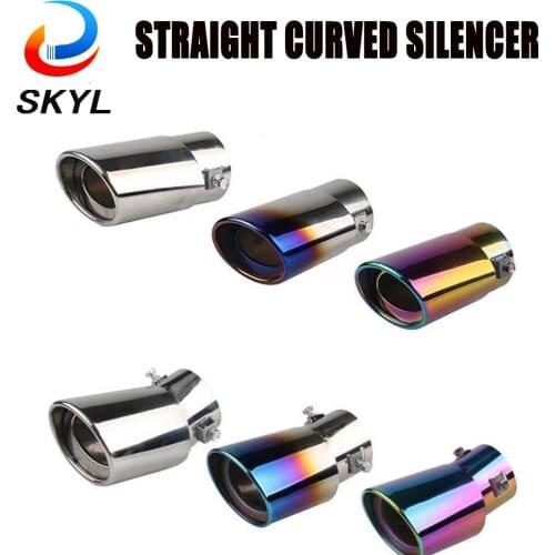Universal Car Exhaust Muffler Tip Pipe Silver Car Accessories Stainless Muffler Exhaust Tip Steel Pipe Chrome Tail