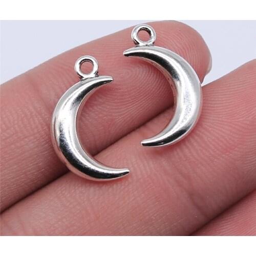 WYSIWYG 10pcs 18x10mm KC Gold Color Antique Silver Color Moon Charms For Jewelry Making DIY Jewelry Findings
