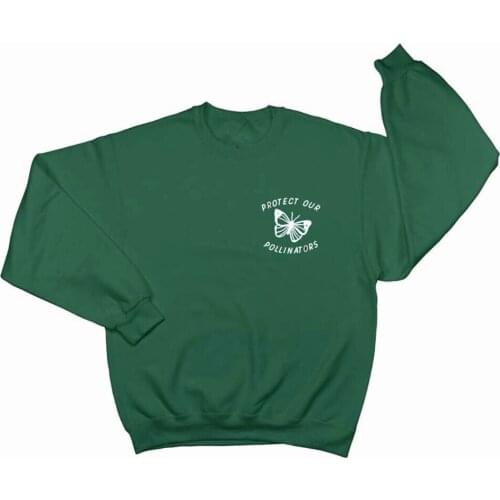 Protect our Pollinators Pocket womensweatshirts Vegan gift grunge tumblr goth pullovers Butterfly graphic printed tops