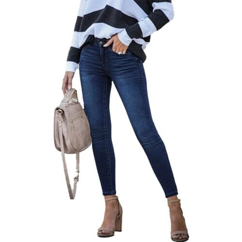 Women Black Tight Jeans Trousers Casual Stretch Slim Mid Waist Denim Pencil Pants Y2k Fashion Skinny Blue Jeans Woman Streetwear