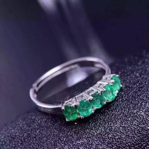 Natural green emerald Ring Natural gemstone ring 925 sterling silver trendy Elegant Luxury arrangement women party gift Jewelry