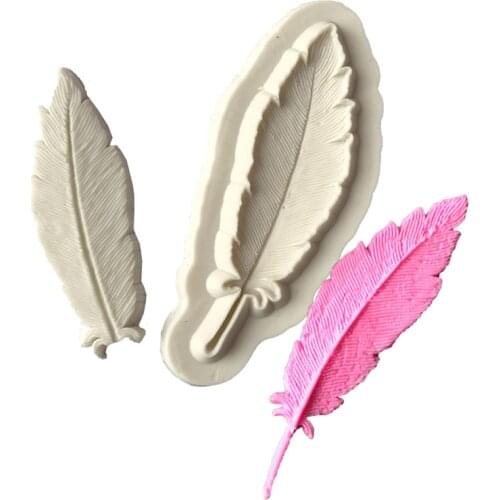1PC Feather Shaped Fondant Silicone Mold Sugar Cake Decorating Tools DIY Cake Baking Tool kitchen Chocolate Mold L108