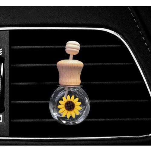 100pcs Sunflower Car Air Freshener Vent Clip Essential Oil Diffuser Vent Clip Empty Glass Bottle With Clip