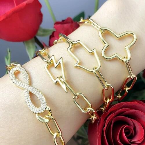 2021 Charming Lightning Palm Number 8 Pattern Bracelet Adjustable Gold Chain Fashionable Girls Wedding Jewelry Gift
