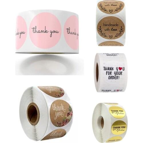500Pcs/roll 5 Types Thank You Sticker for seal label scrapbooking christmas sticke decoration sticker Stationery Sticker