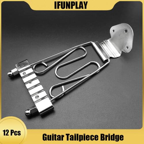 12Set 6 String Jazz Election Guitar Trapeze Tailpiece with Wired Frame Hollow Semi Hollow Silver Guitar Accessories