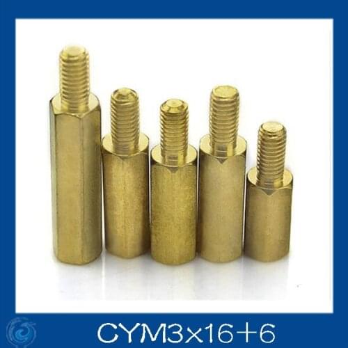 Free shipping M3*16+6mm Column M3 Single head angle of six pillars/Brass screw/Six angle separation column/M3-Series Screw cap