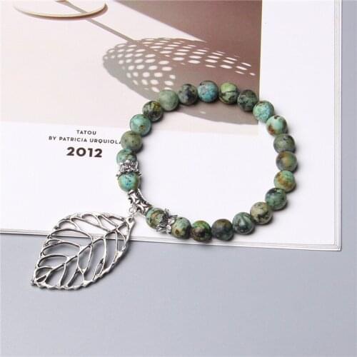 BIG Silver color tree charm bracelet Matte Natural round jaspers gem stone beads beaded bracelets for women men lovers gifts