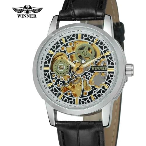 Winner 2019 New Mechanical Watches Mens Skeleton Gold Watch Automatic Mechanical Watches Hollow Transparent Self-winding Clock