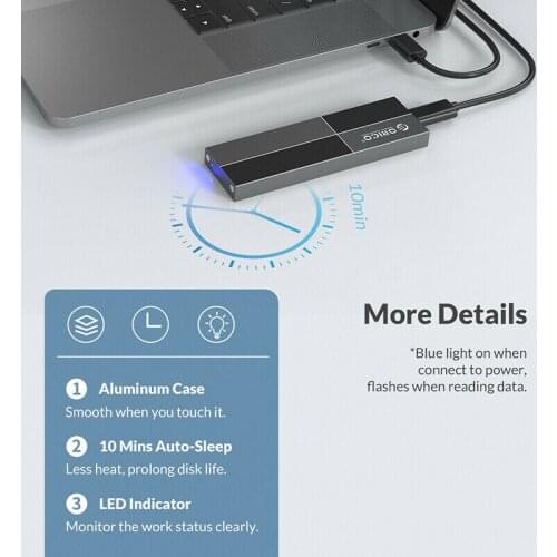 ORICO SSD Case NVMe M.2 SSD Enclosure USB3.1 10Gbps Support 2TB Large Capacity