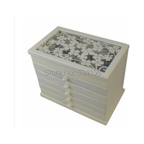 White Clovers space Wood Jewelry Box Storage Gift Display Box Jewelry Lagre Gift Box Jewelry Boxes wooden Packaging casket