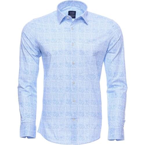 Baby Blue Patterned Shirt for Men Wessi