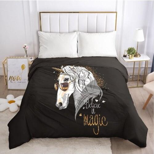 Unicorn Cartoon Duvet Cover with Zipper Comforter/Quilt/Blanket Case 140x200 200x220 3D Bedding For Kids Child Baby Boys