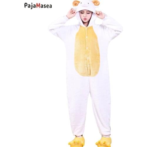 Flannel Kigurumi Women Pajamas Unisex Animal Sheep Onesie For Adults Cosplay Costume Halloween Men One Piece Pijamas Sleepsuit