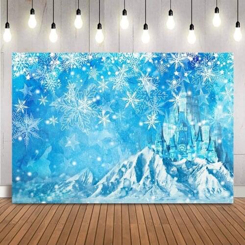 Winter Snow Castle Portrait Backdrop for Photography Girl Princess Portrait Background for Photo Studio White Snowflake Bokeh