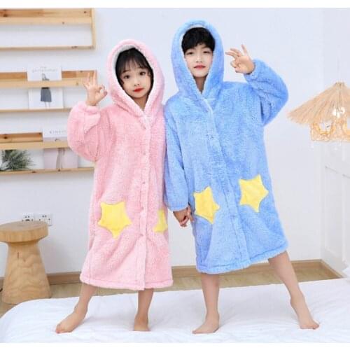 Autumn Winter Baby Pajamas Robe Cartoon Hoodies Girls Boys Sleepwear Bath Towels Kids Soft Bathrobe Pajamas Childrens Clothing