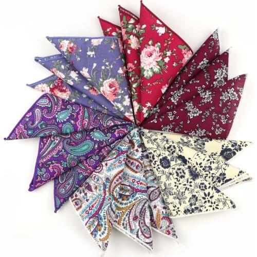 Cotton Handkerchiefs Woven Colorful Printing Flower Plaid Mens Casual Streak Square Pockets Handkerchief Towels