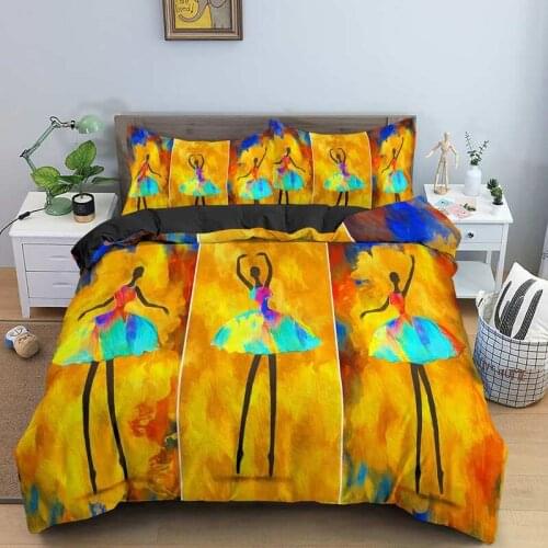 3D Art Design Ballet Girl Printing Duvet Cover Set 2/3 Pcs Oil Painting Bedding Sets Comforter with Pillowcase US/AU/EU/UK Size