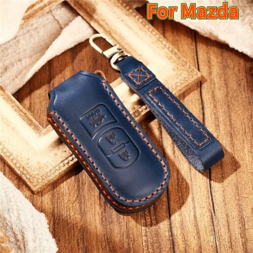 Leather Car Remote Key Case Cover For Mazda 2 3 6 Atenza Axela Demio CX-5 CX5 CX-3 CX7 CX-9 2015 2016 2017 2018 2019 Accessories