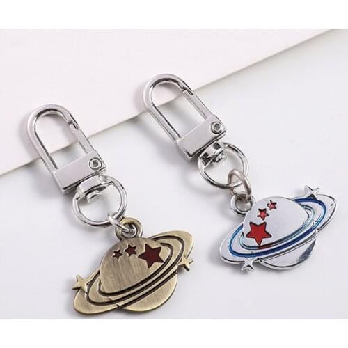 Retro Space Planet Keychains Fashion Women Girl Backpack Car Keyring Star Earth Metal Cute Bag Ornament Best Friend Gift Trinket