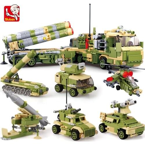 710PCS SLuban 6 In 1 Missile Launcher, Boy, Military Assembling Building Blocks, Toy Gift