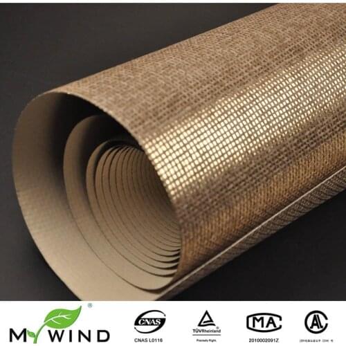 MYWIND Grasscloth Wallpapers Luxury Natural Material Innocuity Gold Paper Weave Design Wallpaper Roll Decor Papier Peint
