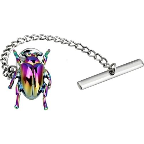 HAWSON New Arrival Colorful Beetle Tie Tack Tie Pin with Chain Designed for Mens Regular Necktie Fashion Jewelry