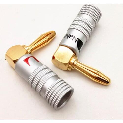 Wholesale For Nakamichi Banana Plug Right Angle 90 Degree 4mm Gold-Plated Video Speaker Adapter Audio Connector Banana Connector