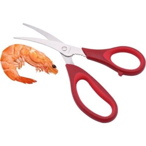 Stainless steel lobster peeling shrimp scissors curved design Cut fish knife for kitchen gadgets Seafood separator cooking tools